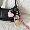 Lovely Helmet Bear Keychain Heart Keying Woven Rope Bag Pendant Car Key Chain PU Keyholders Bag Charm Decorations