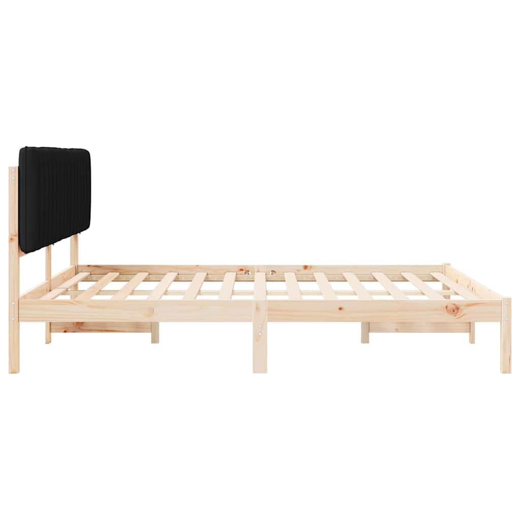 Bed Frame with Padded Headboard Black 180 x 200 cm