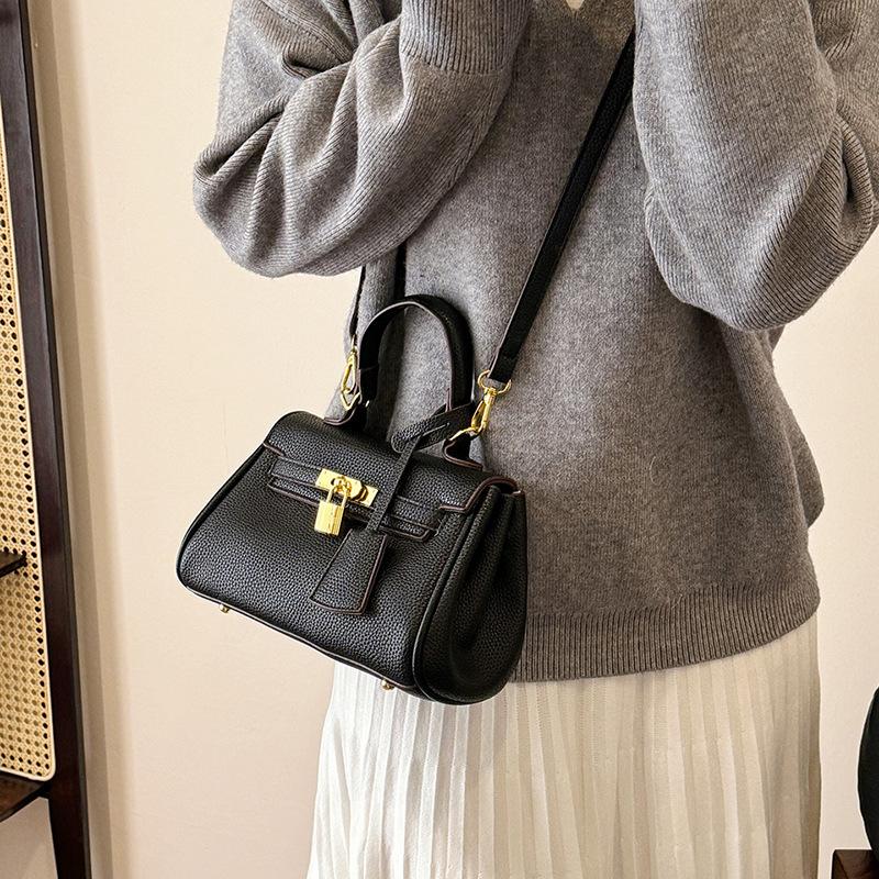 New Lychee Pattern Small Lock Portable Shoulder Messenger Trendy Women's Bag