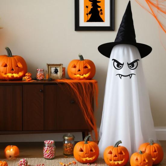Halloween Ghost Decorations DIY Expressions Spooky White Ghost Craft Kit with Witch Hat for Outdoor Indoor Yard Garden Lawn Decor