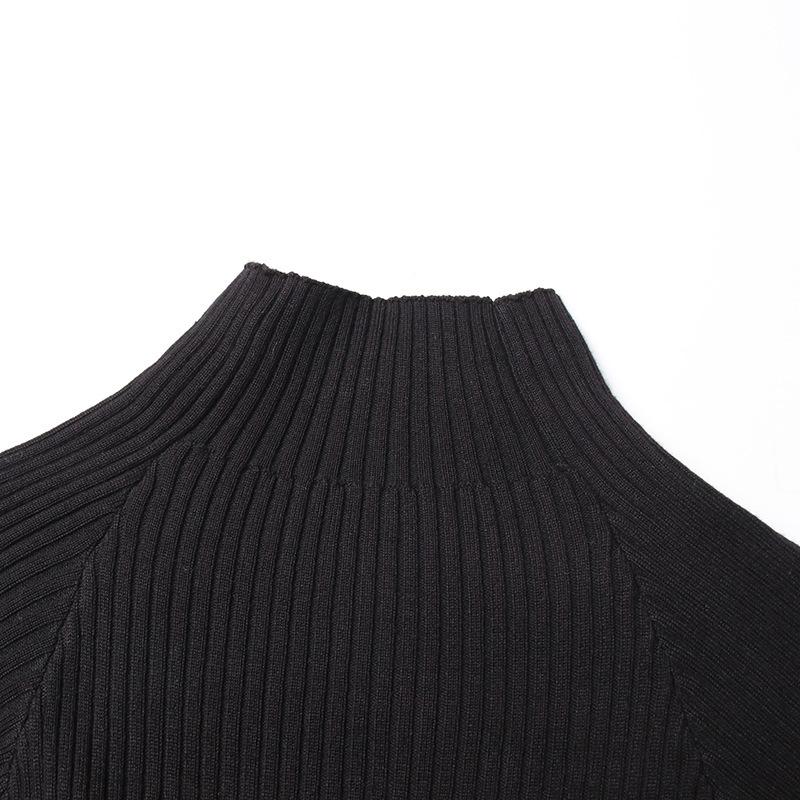 2026 Summer Women's Elegant Hollow Twist Knit Sweater - Slimming Waist, Half High Collar Knitwear