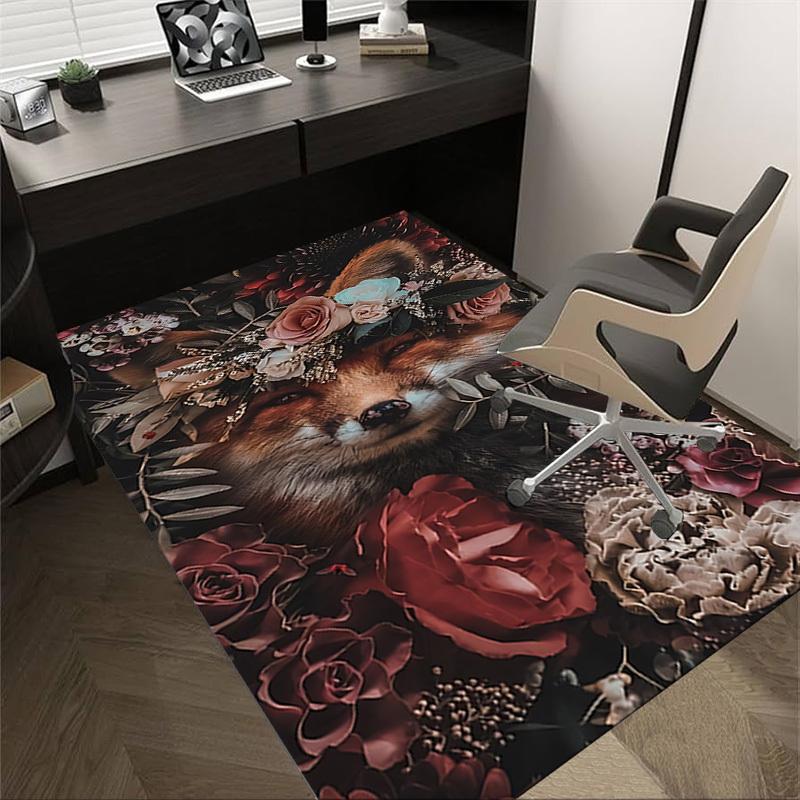 

1pc Fox Flowers Carpet Anti Slip Polyester Floor Mat for office.Bedroom 60cm by 90cm