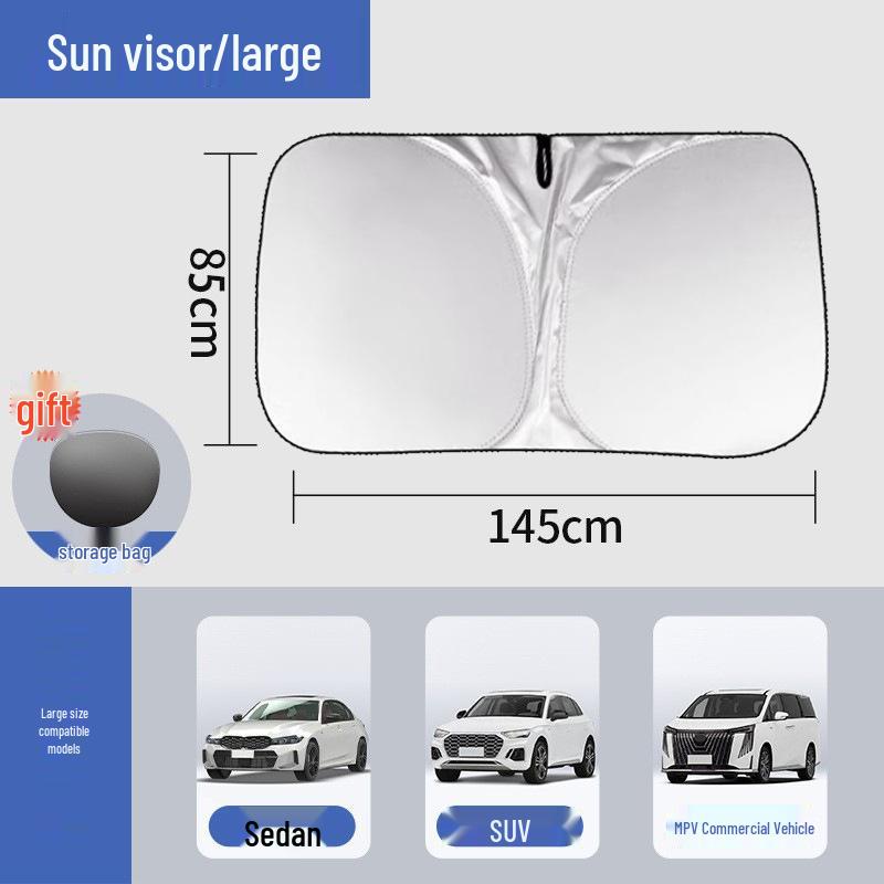 

Silver-Coated Universal Car Windshield Sunshade Curtain, Blackout Block