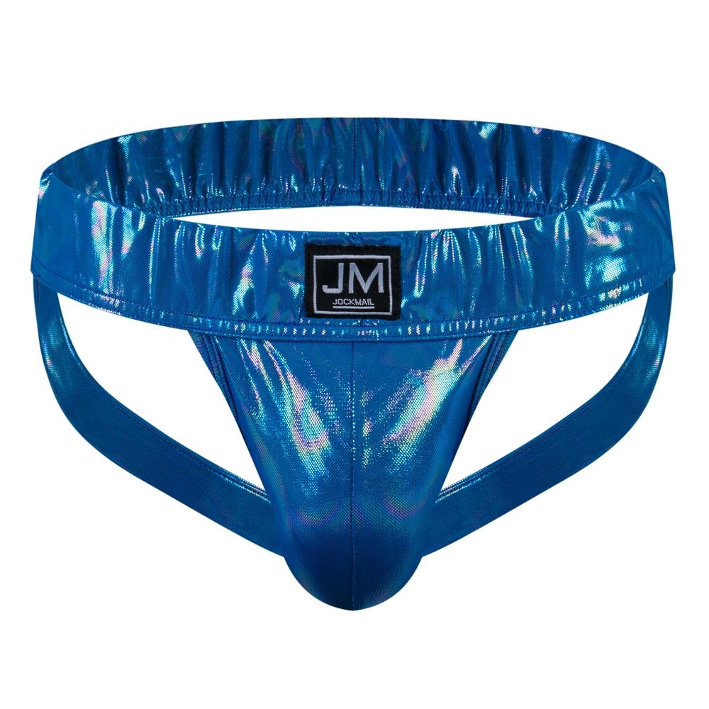 Jockstraps JOCKMAIL Fashion Low Waist Sexy Men's Underwear Gradient Colored Faux Leather Material Fabric Underpants