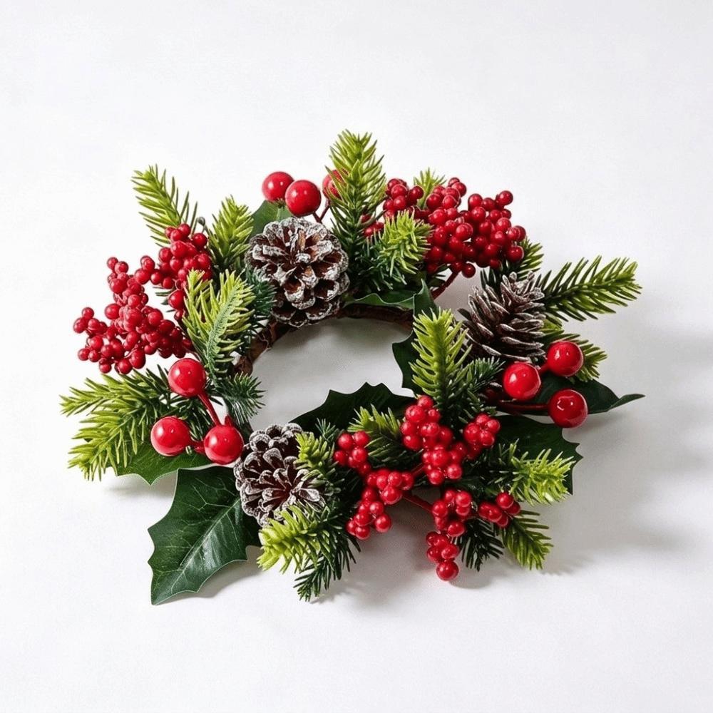 Plastic Christmas Candle Ring Artificial Pine Needle Table Centerpiece  Holiday Dinner Table