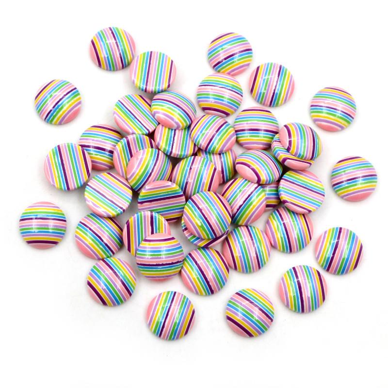 

New New! 40pcs/Lot 12mm Mix Colors Flat back Resin Classic Stripes Cabochons Fit 12mm Cameo Base Cabochons