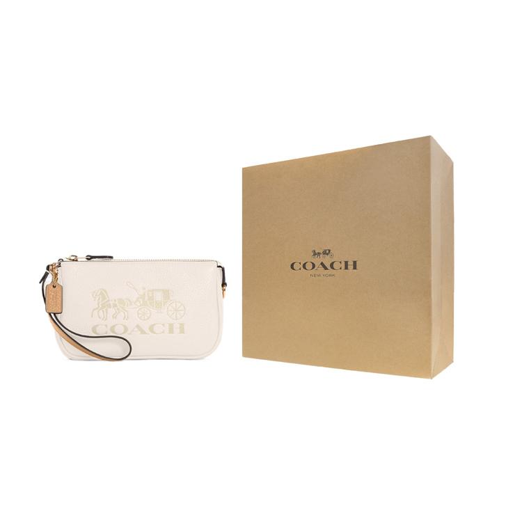 COACH Nolita Refined Pebble Leather Wrist Bag Handbag Small Women's Ecru C4653-IMSQQ