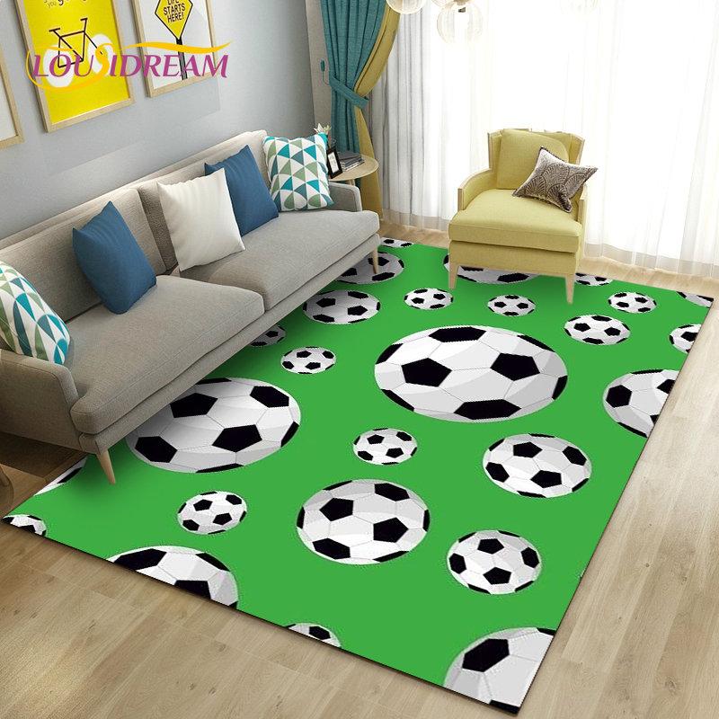 כדורגל כדורגל תלת מימד שטיח אזור ספורט, שטיח לסלון ספת חדר שינה שטיח לדלת קישוט מטבח, משחק לילדים מחצלת רצפה מונעת החלקה