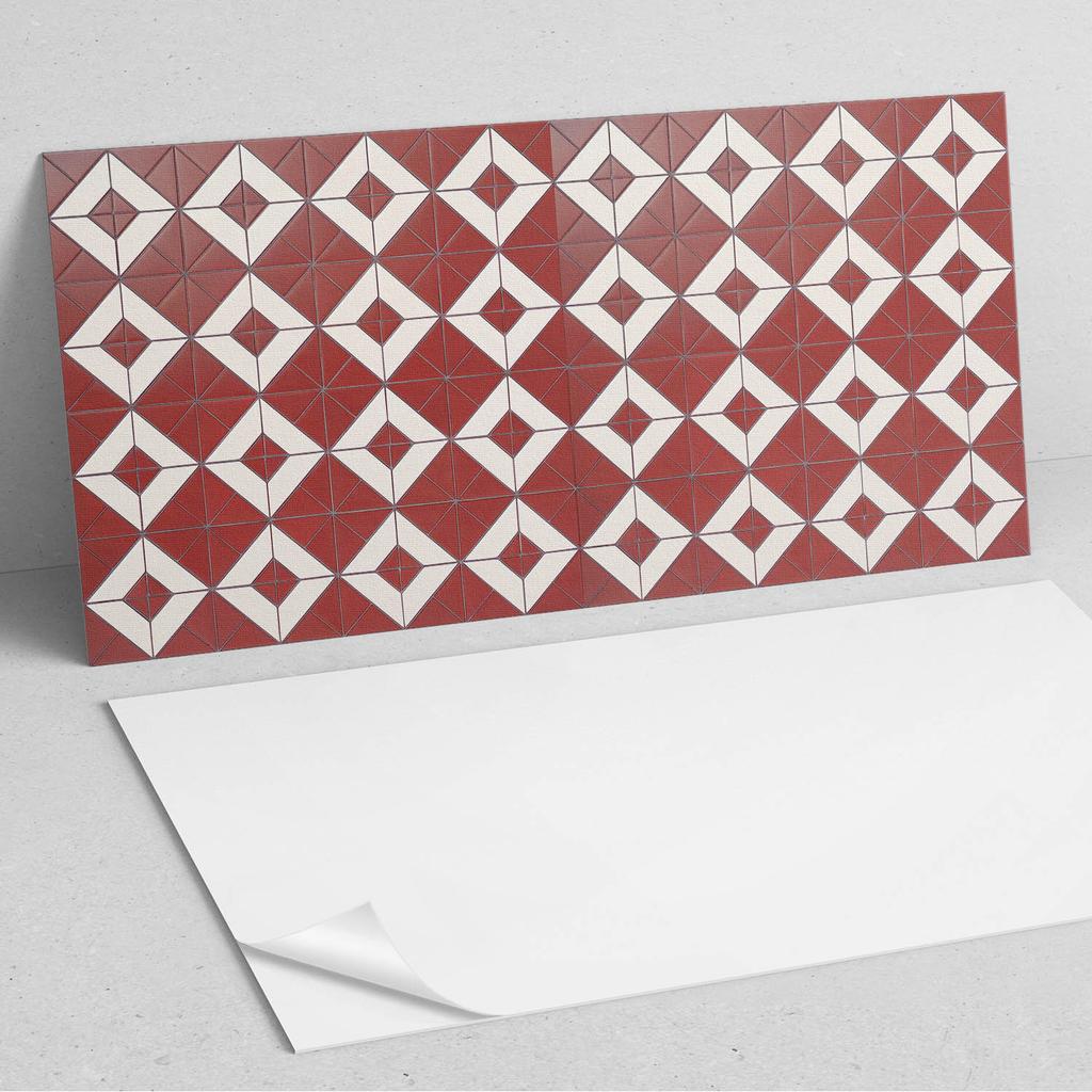 Komplet Kafelków Winylowych Z Motywem Do Kuchni Geometryczne Wzory W Układzie 10X40X20 Cm