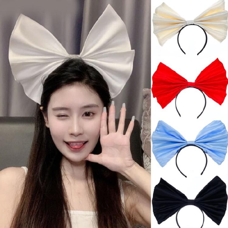 Christmas Huge Bows Hair Hoop Sweet Big Bow Headbands Satin Bow Hair Bands