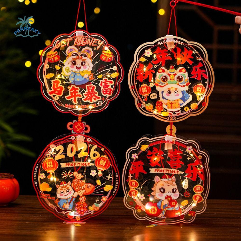 Cartoon Chinese New Year Lanterns Blessing Words with Tassel Spring Festival Lantern Traditional Handmade DIY Handheld Lantern