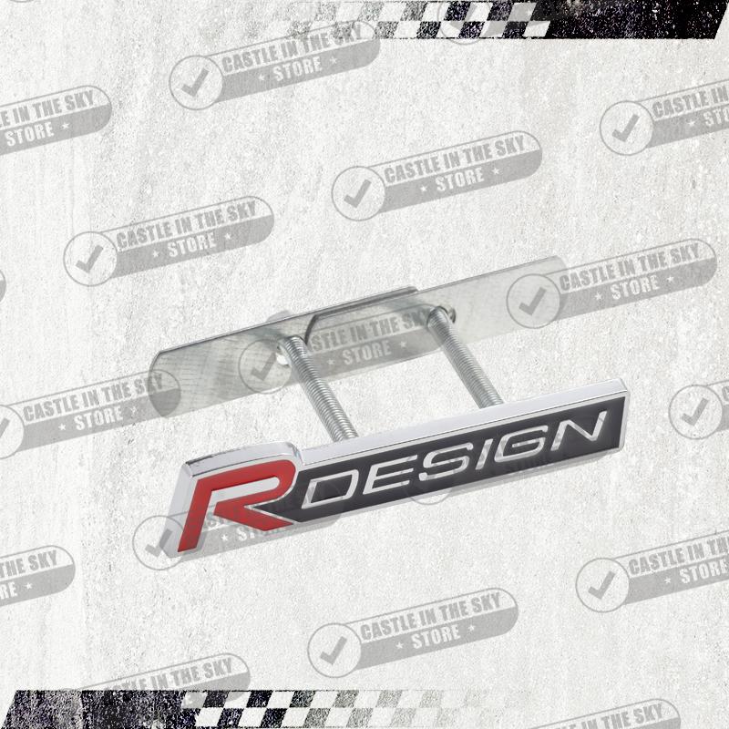 Pegatina de Coche 3D Diseño R Negro Brillante Insignia de Rejilla Frontal de Cabeza Emblema de Calcomanía de Metal Para Volvo V40 V60 V70 XC40 XC60 XC90 S40 S80 D5