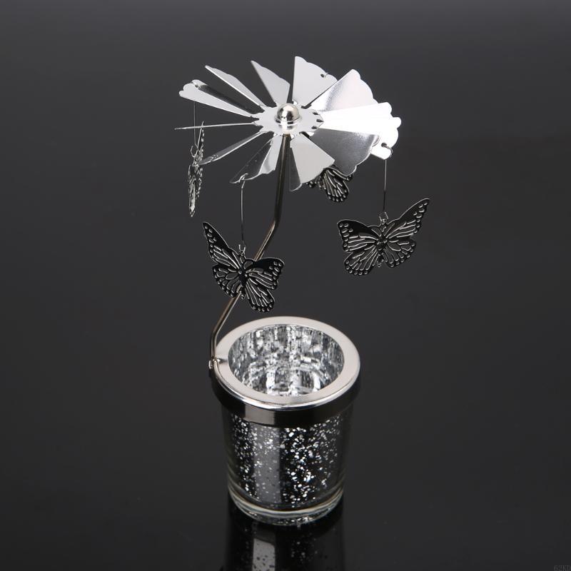 62KD Rotating Tea Light Holder Spinning Tealight Stand Candleholders Wedding