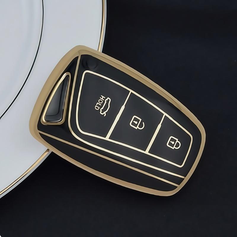 

3/4 Button TPU Remote Key Case Cover Holder For Hyundai Grandeur HG Sedan Genesis G80 Santa Fe 3DM Grand SantaFe 2018 IX45 EQUUS Azera 3 button чорний