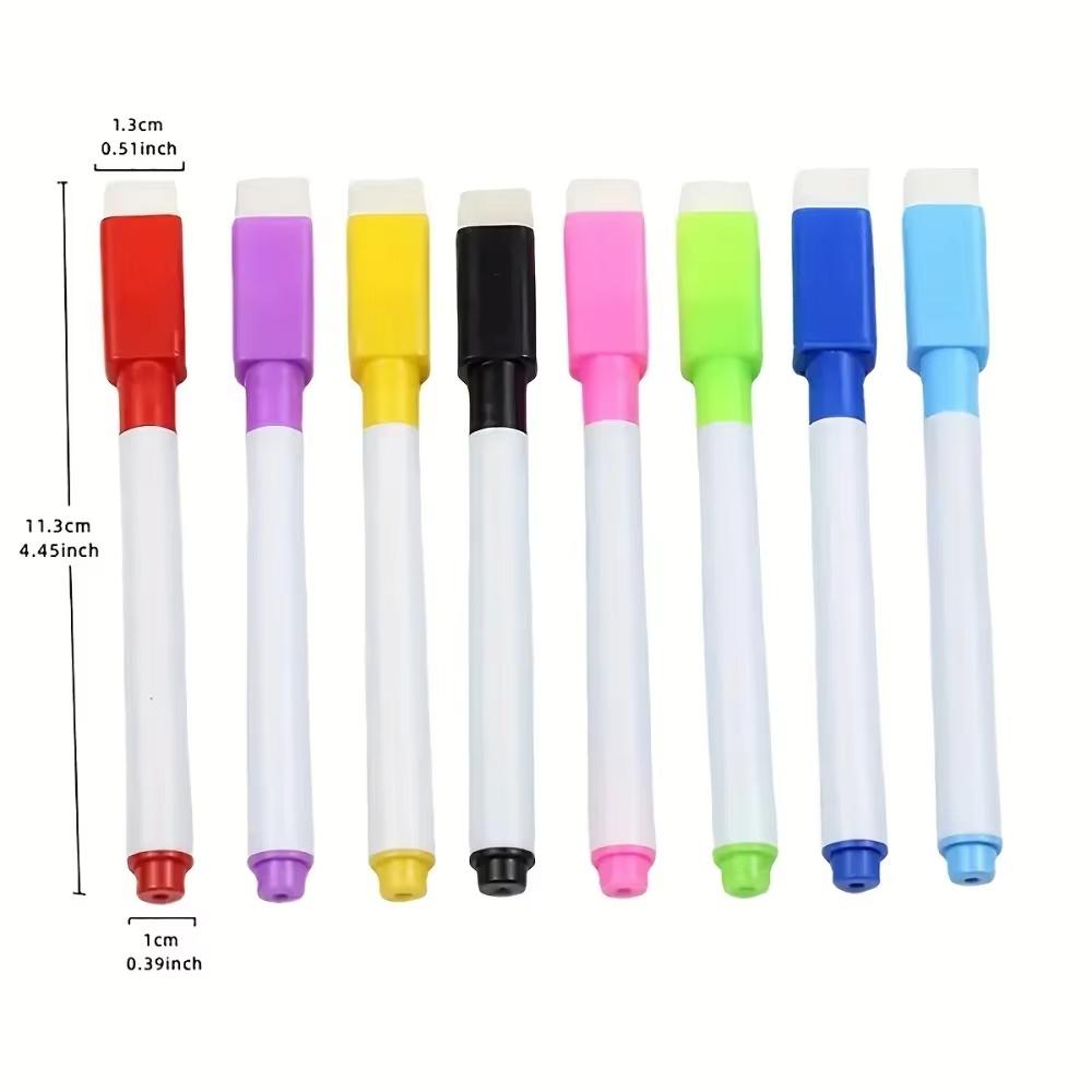 8 Colors Mini Whiteboard Markers With Eraser Cap Magnetic Non Magnetic Dry Erase Pens For Kids School Office Home