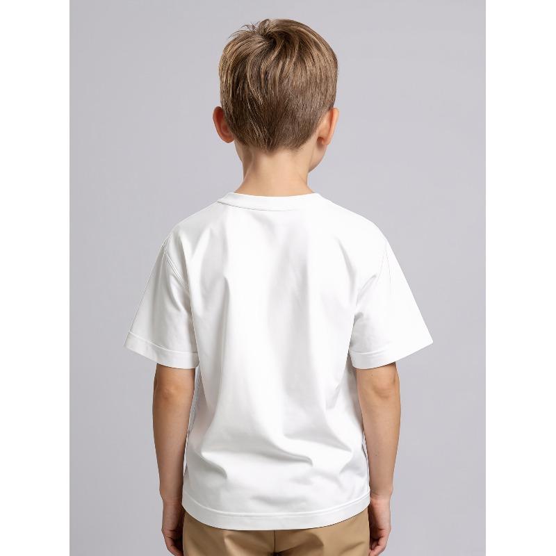 European sizes Boys' Size 67 Graffiti Melted Style Short Sleeve T-Shirt, Trendy Cool Street Style Digital Print Top