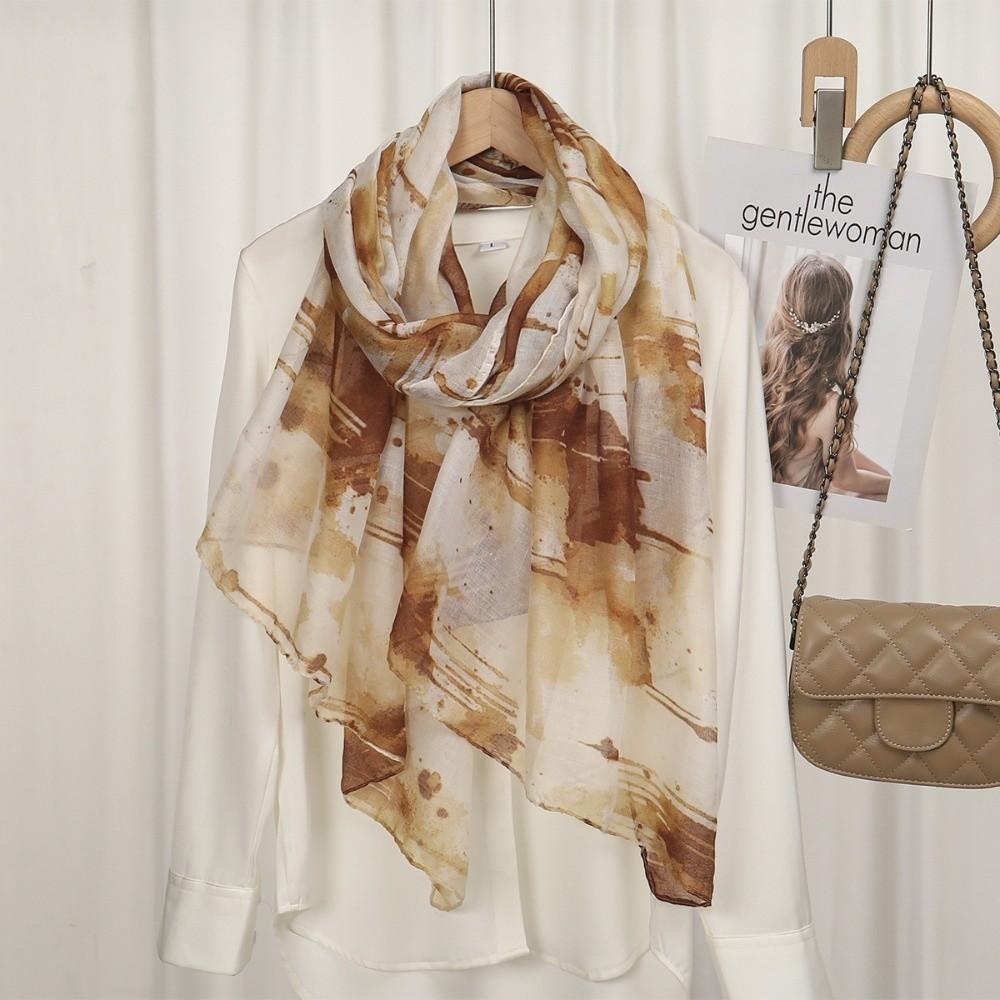 Light Weight Watercolor Printed Shawl Hijabs Soft Breathable Headscarf Women Scarf Silk Scarves new Scarf &Wrap