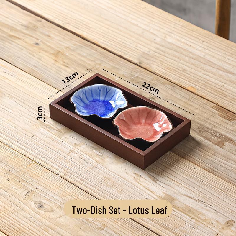 Ceramic Snack Dish Set: Small Plates & Dipping Sauce Dish with Tray for Hot Pot, Dried Fruits, or BBQ.