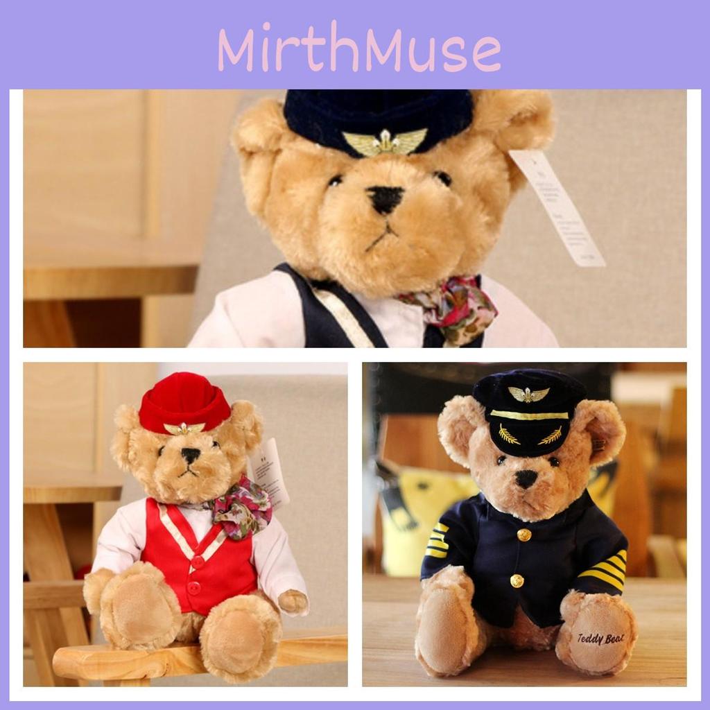 Cute Captain Teddy Bear Plush Toy For Kids And Aviation Enthusiasts