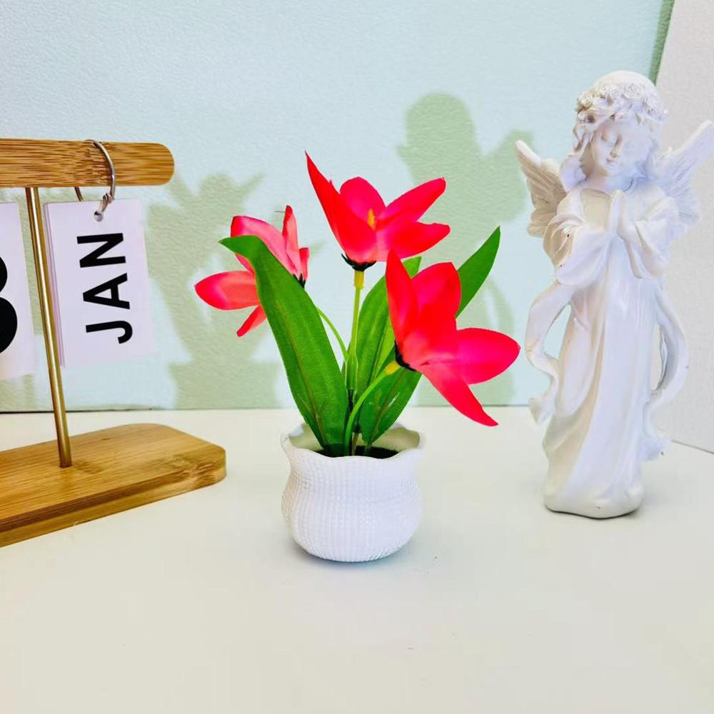 Flower Narcissus Potted With Silk Plastic Material For Home Garden Studio Decor