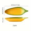 2pcs Creative Corn-Shaped Ceramic Serving Trays , Ideal for Bread, Desserts, Snacks , Sushi , 24.89cm/29.46cm , Food-Safe