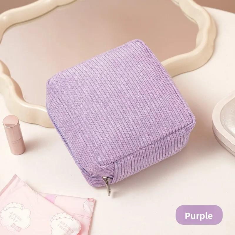 New Simple Makeup Bag Sanitary Napkin Storage Bag High Appearance Solid Color WOMEN'S Large Capacity Portable Travel Storage Bag