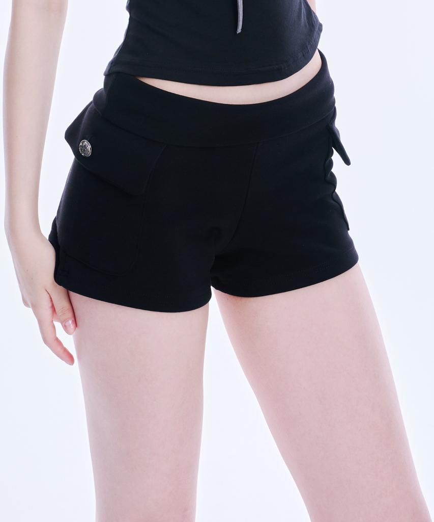 Akeumeseodeu Stretch Cargo Pocket Shorts (Black)