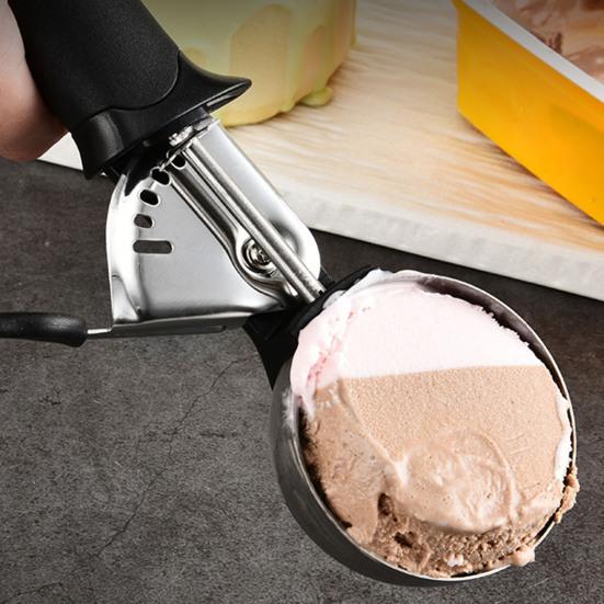 Ice Cream Scoop with Press Release, Stainless Steel Melon Baller, Non Stick Fruit Scoop for Watermelon, Kitchen Tool