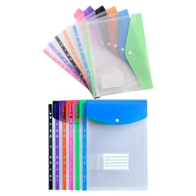 12Pcs A4 File Folders Clear Document Bag Document Folders with 11 Hole Paper Storage Bag File Bag School Office Supplies