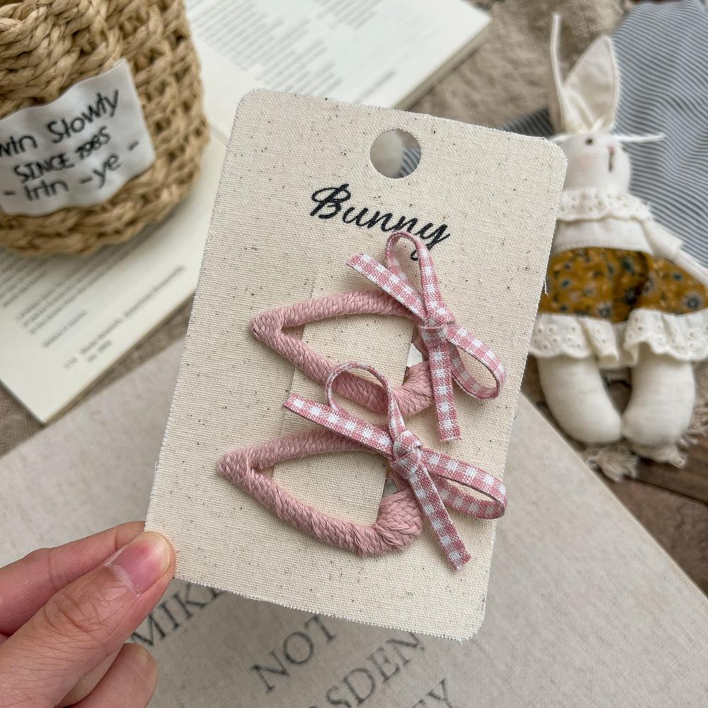 2pcs/lot Plaid Bow Triangular BB Clip Handmade Fabric Girl Hairpin Hair Clip Children's Hairpin Bangs Side Clip Hair Accessories