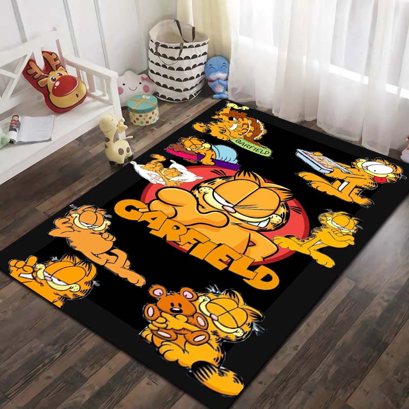 G Garfield Cartoon Cat Print Area Rug Non‑Slip Floor Mat Soft Carpet For Kids Bedroom Living Room Indoor Home Decor Holiday Gift
