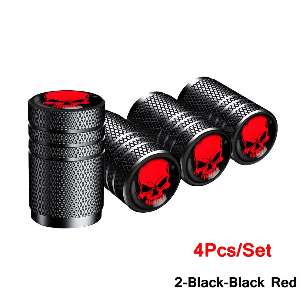 AUTCOAT 4Pcs/Set Car Tire Valve Caps Skull Wheel Valve Cap Auto Tyre Air Valve Stem Caps Dust Cover for Car Vehicles Styling