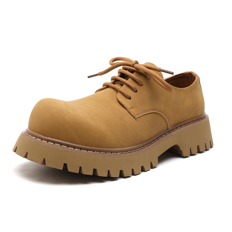 FashionBrand Black Thick Sole Formal Half Leather Derby Shoes for Men Luxury Designer Platform Casual Shoes Wedding Dress Oxfords Shoe