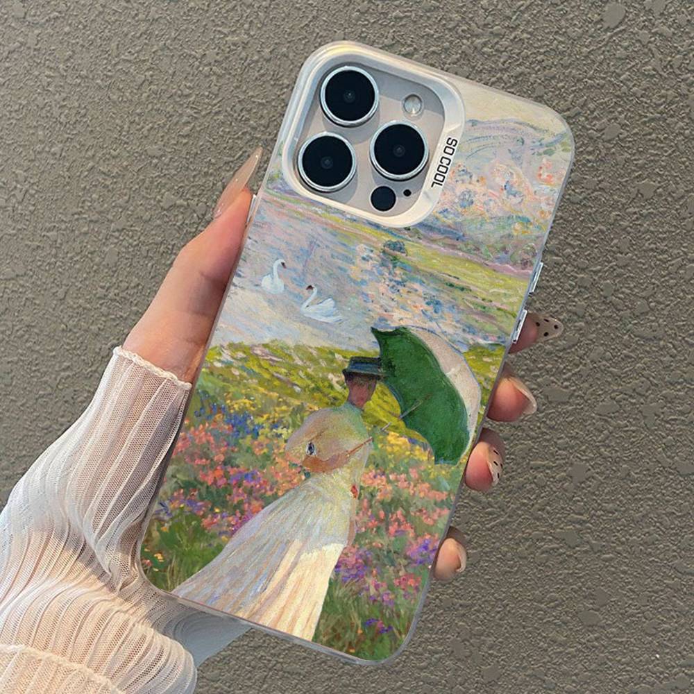 Claude Monet Impressionism Painter Silver Inside Phone Case For iPhone 17 16 15 14 11 12 13 Pro Max Plus X XR XS Max Colored
