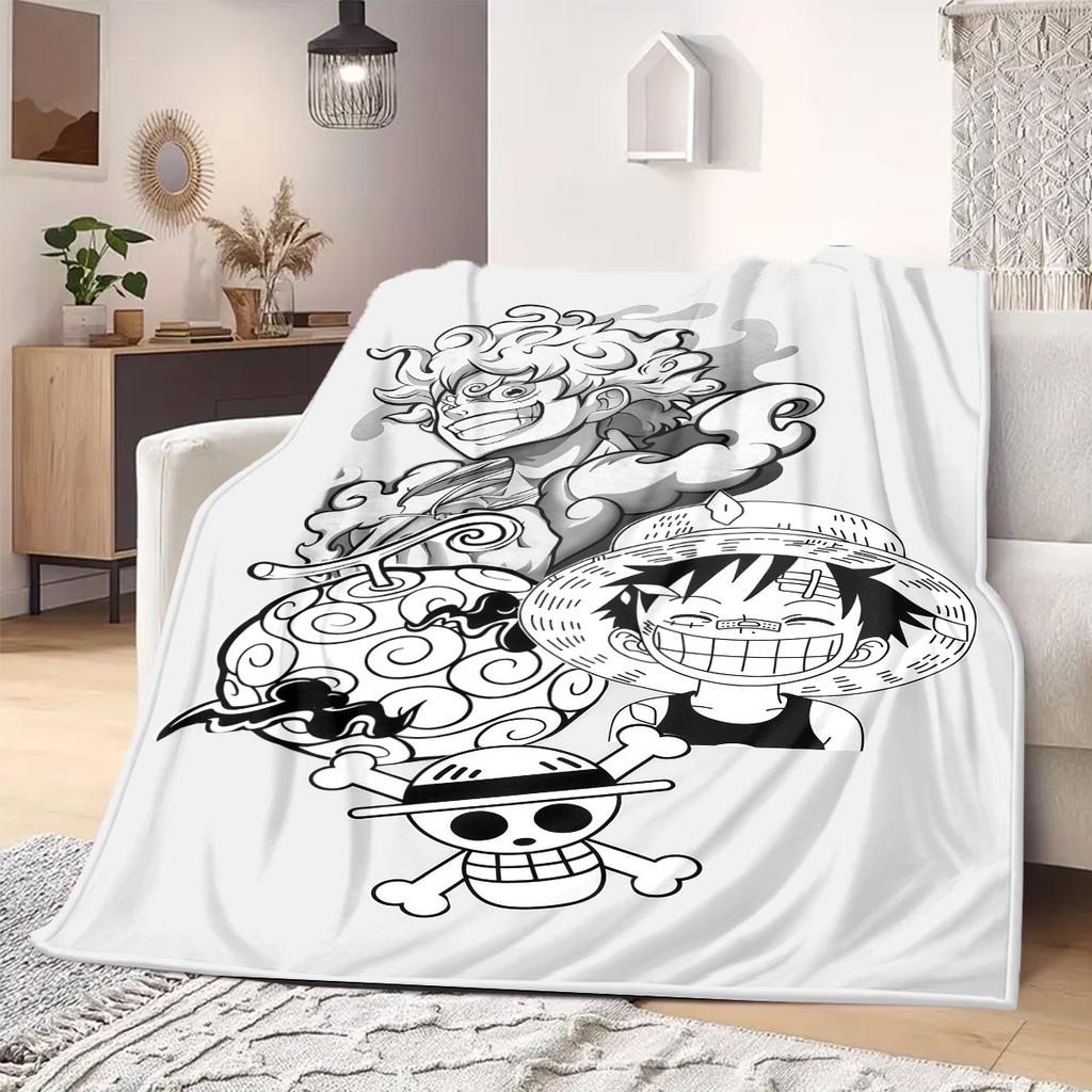 Luffy D Cartoon Print Blanket Warm Comfortable Flannel Blanket Suitable for Bedrooms,Sofas, Beds,Chairs,Travel -QIAO54