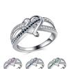 Ring Lady Love Heart Ring, Zircon Silver-Plated Personalized Two-Color Ring
