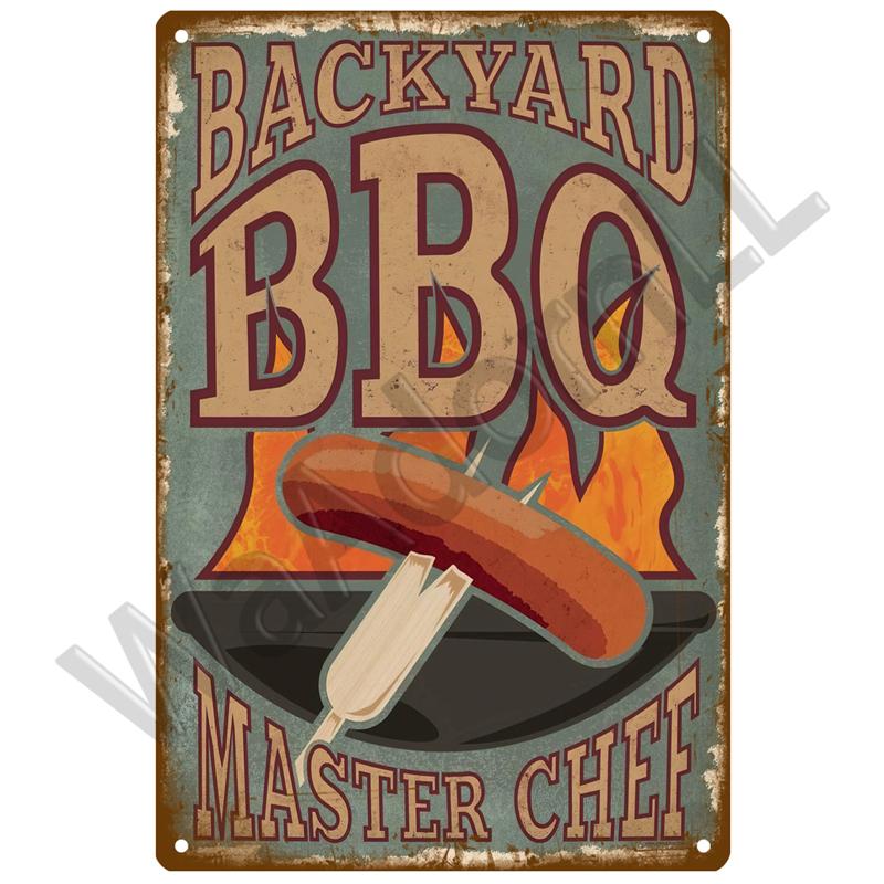 BBQ Zone Metal Sign Vintage Tin Sign Dad`s BBQ Yard Outdoor Party Decoration Plate Retro Barbecue Rules Slogan Decor Accessories