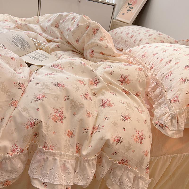 Cotton Bedding Four-piece Set Lace Quilt Cover Bed Sheet Pillowcase