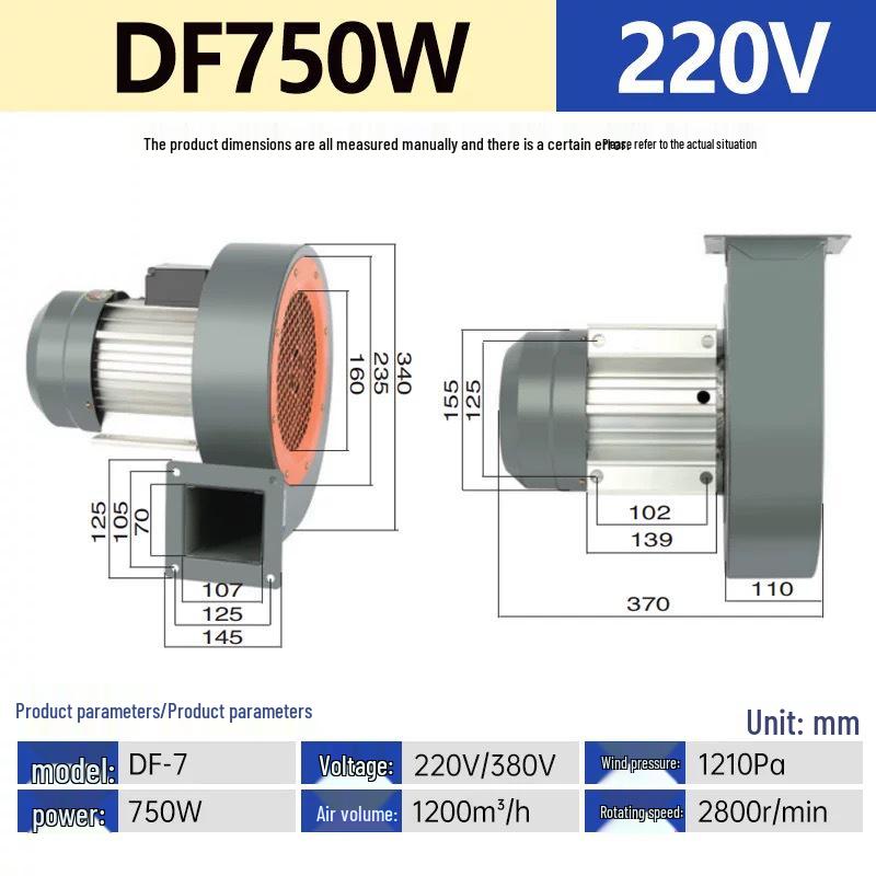 High-Temperature Resistant DF Centrifugal Multi-Blade Exhaust Fan for Industrial Dust Removal and Kitchen Ventilation