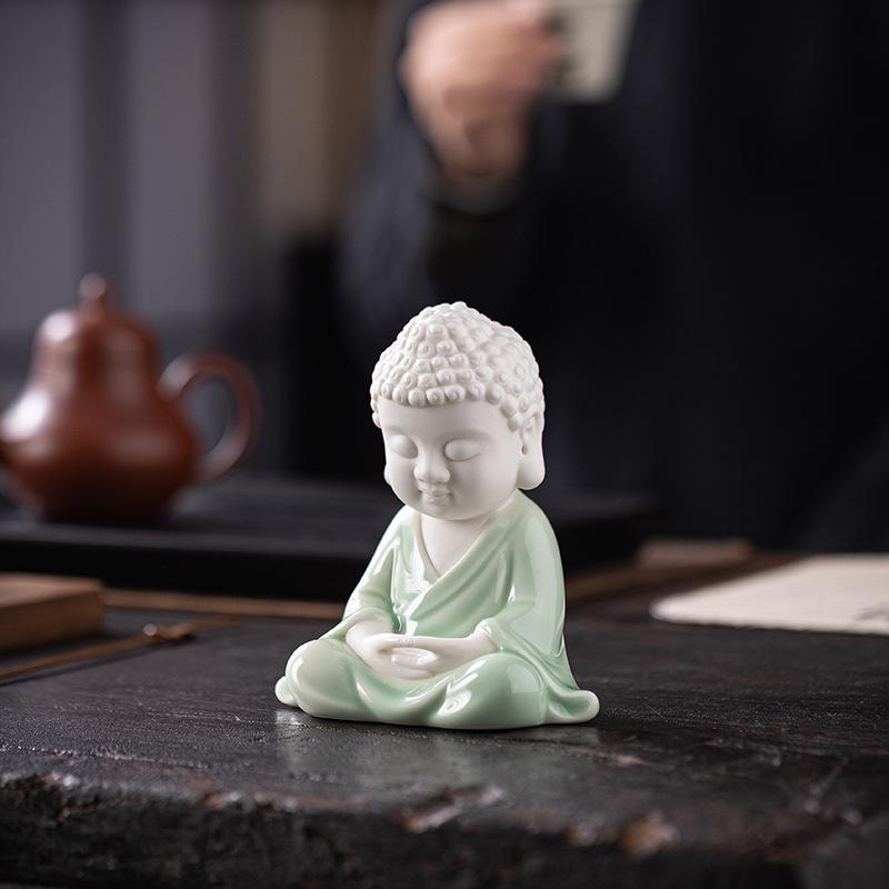 Zen Keramik Tathagata Buddha kleine Dekoration kreativer schöner Tee Buddha Teehaus Ornament Auto Haus Büro FENG SHUI Dekoration