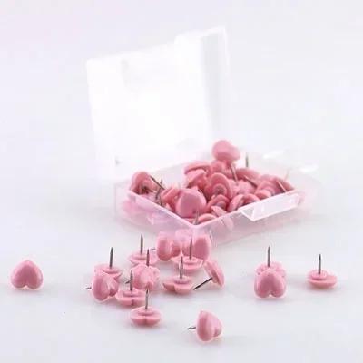 

New Heart Shape 50 Pieces Plastic High Quality Cork Board Safety Colorful Thumbtacks Office School Accessories Student Supplies розовый