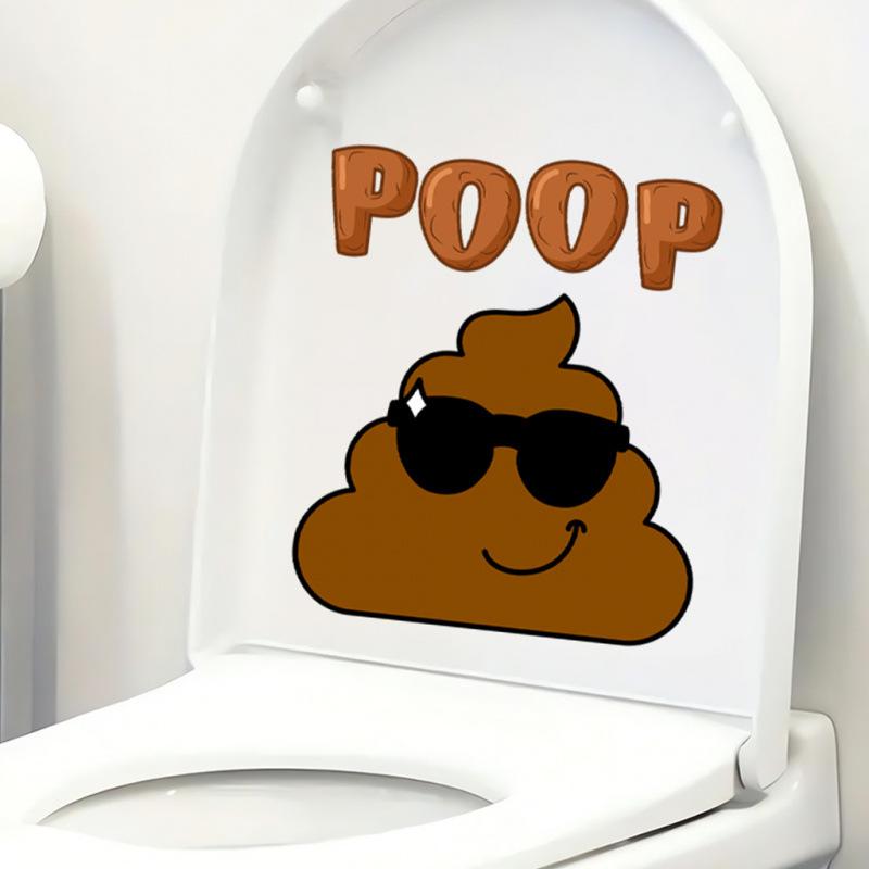 POOP Funny Weird Bathroom Toilet Stickers Decorative Waterproof Stickers PVC Material Toilet Stickers