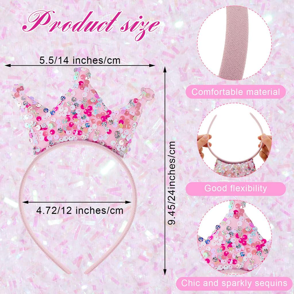 Paillettenkrone Glitzer Stirnbänder Prinzessin Partygeschenke Elastische Diademe für Mädchen Kronen Kleine Bling-Accessoires Frauen Geburtstag