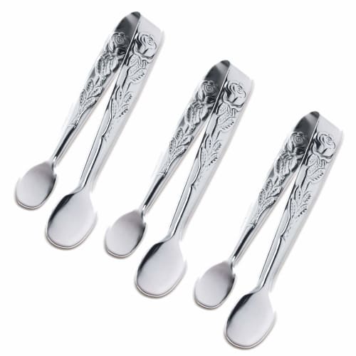 

Sunenlyst Mini Serving Tongs, 4-inch Rose Stainless Steel Sugar Cube Tongs, Silver Small Ice Tongs for Tea/Coffee Parties, Appetizers, and Desserts (S