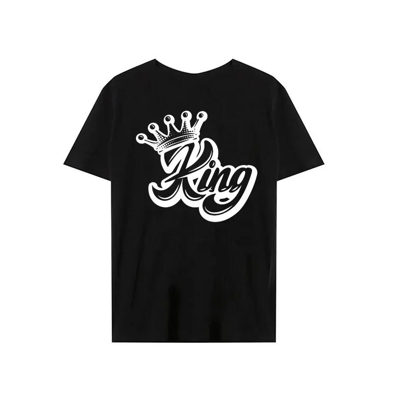 King Queen Crown Print Couple TShirts Harajuku Style Womens Comfortable Tees Summer Tops for Unisex and Women Tshirts