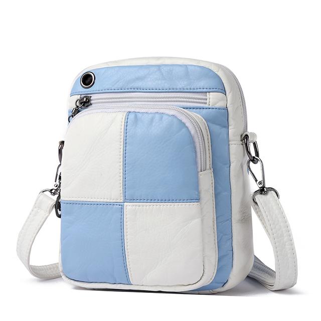 

2024 летняя новая модная женская сумка через плечо из мягкой кожи сумка через плечо небольшого размера сумка-мессенджер с двойной молнией Bolso Mujer белый/светло-синий