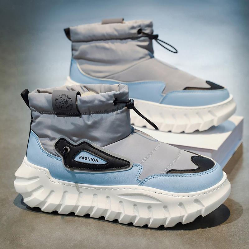 Men's Warm Winter Boots Waterproof Non-Slip Plush Lined Sneaker Shoes Winter Slippers Comfortable Male Boots