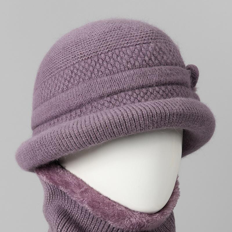 Ji Grandma Hat Warm Rabbit Fur Hat Female Old Lady Mother Hat Fleece Basin Hat