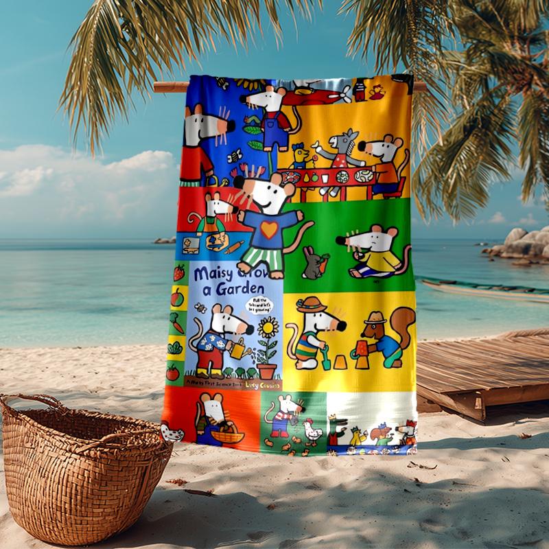 Ultra Soft Beach Towel with Maisy Mouse Theme,Ideal for Pool,Camping, Diving,Perfect Travel Essential, Vibrant Beach Towel.