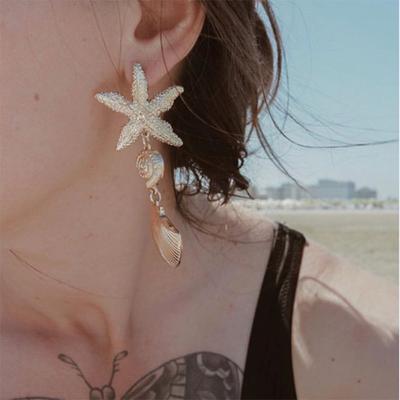 Ocean Series Starfish Shells Selling New Alloy Joker Trend Earrings.